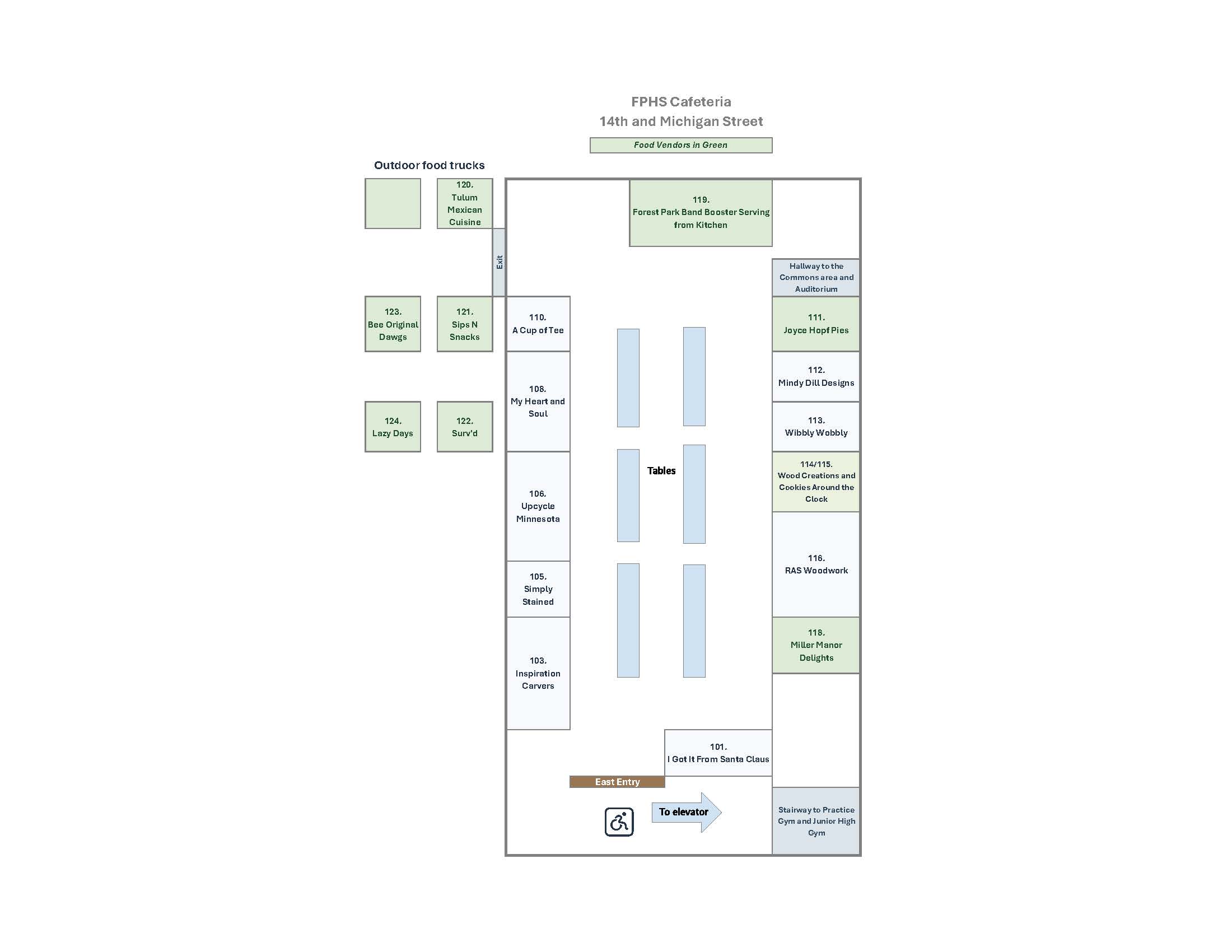 Building layout map for Forest Park High School