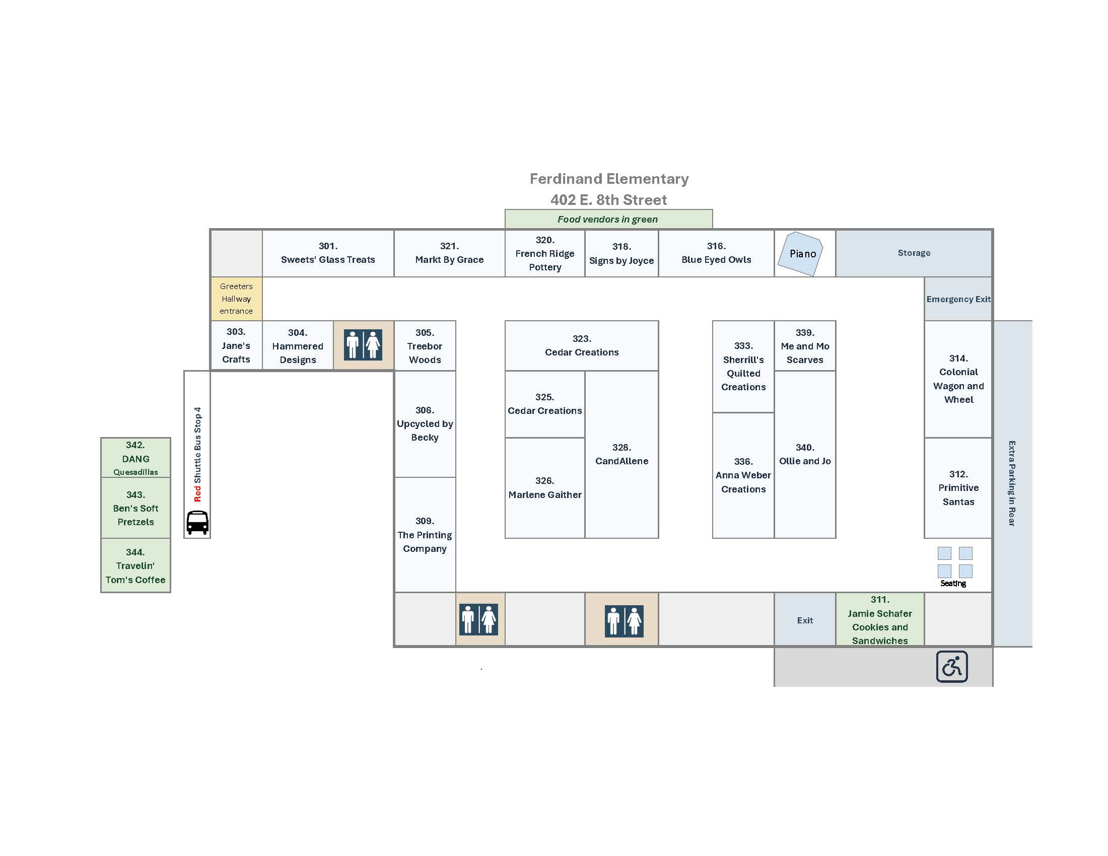 Building layout map for Ferdinand Elementary Gym
