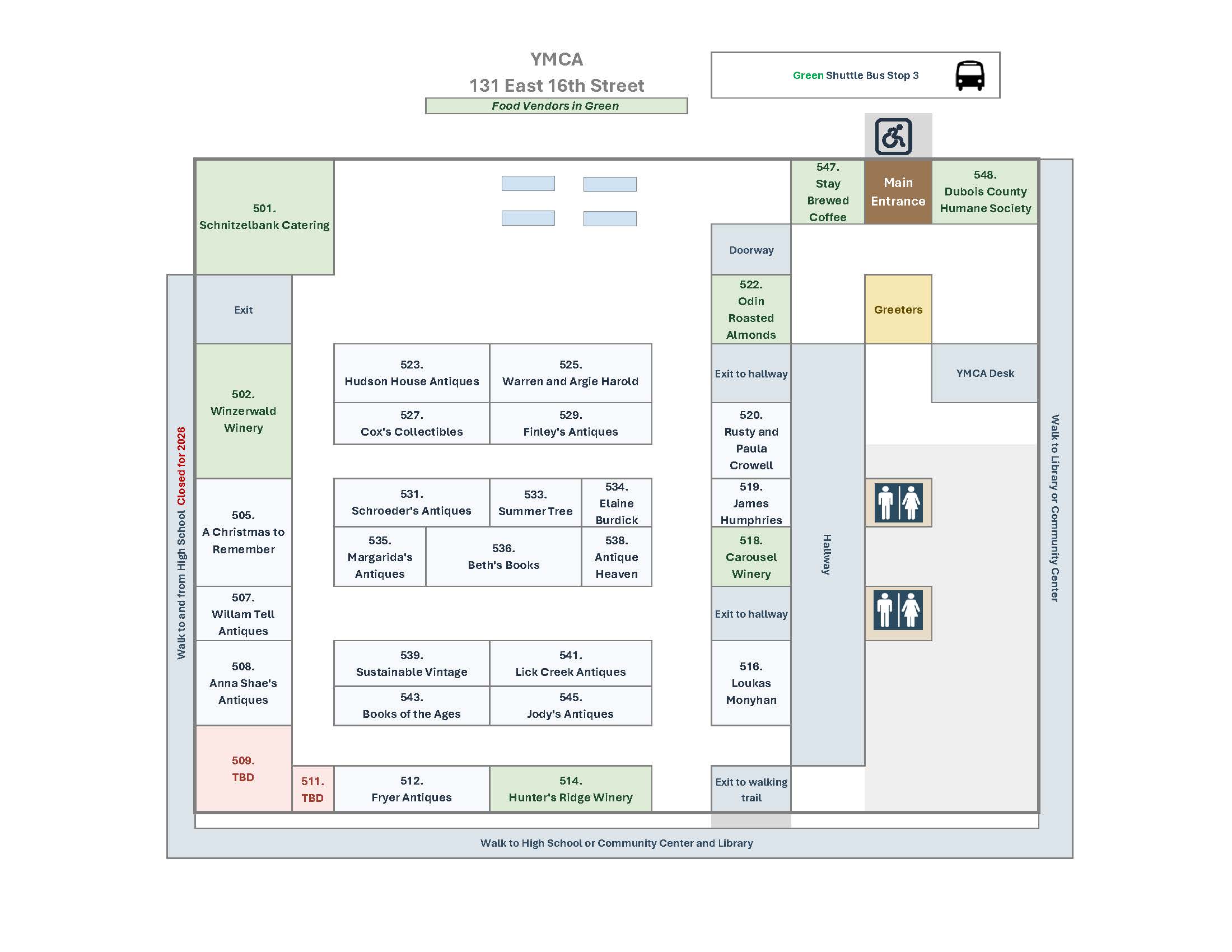 Building layout map for Tri-County YMCA