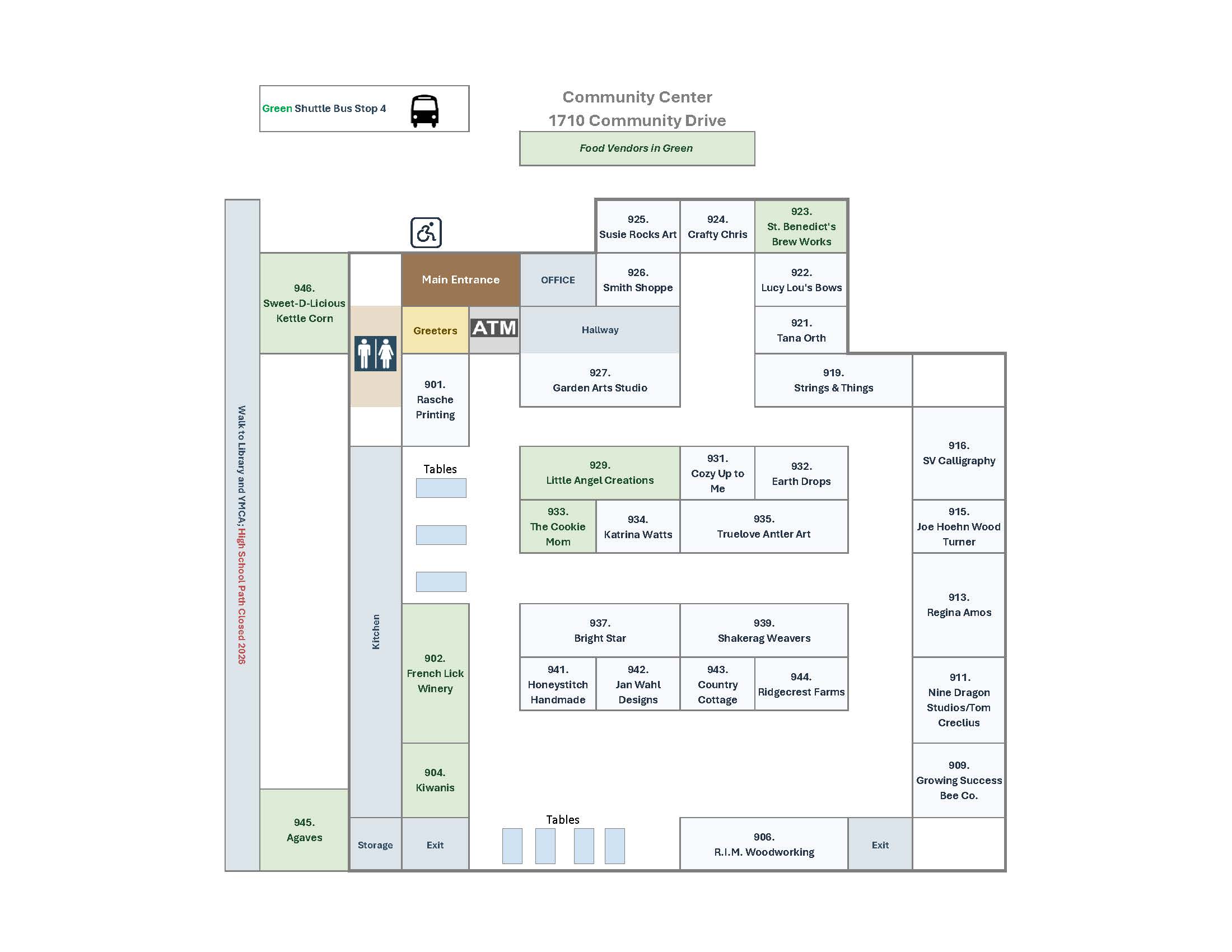Building layout map for Ferdinand Community Center