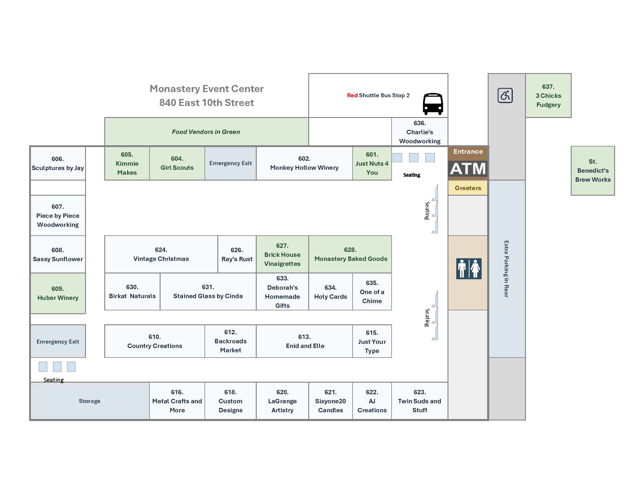 Building layout map for Monastery Event Center